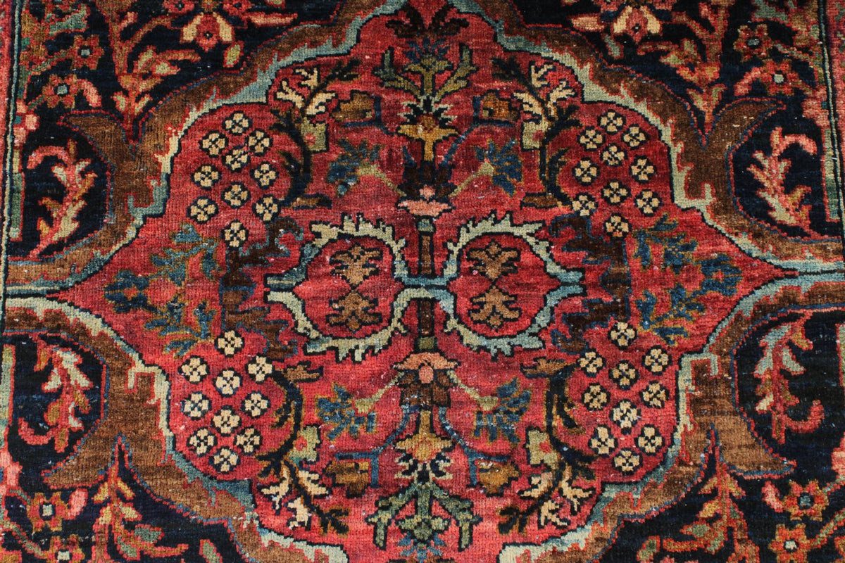 4x8 Burgundy and Multicolor Anatolian Tribal Runner