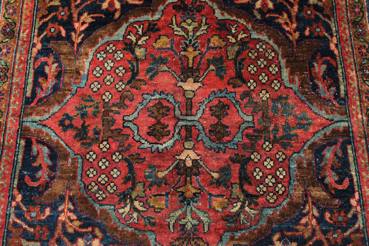 4x8 Burgundy and Multicolor Anatolian Tribal Runner