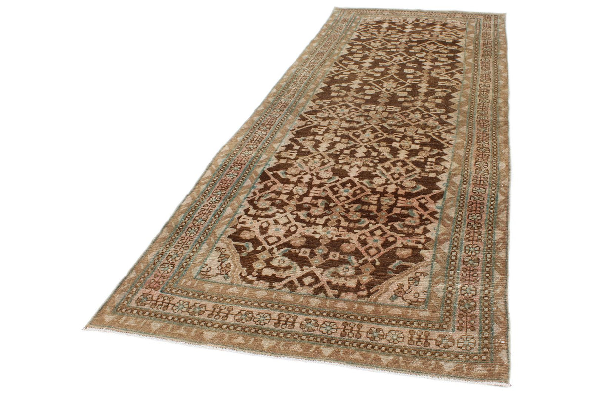 4x10 Brown and Camel Persian Traditional Runner