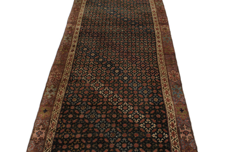 4x15 Brown and Multicolor Anatolian Tribal Runner