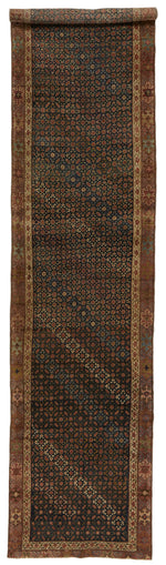 4x15 Brown and Multicolor Anatolian Tribal Runner