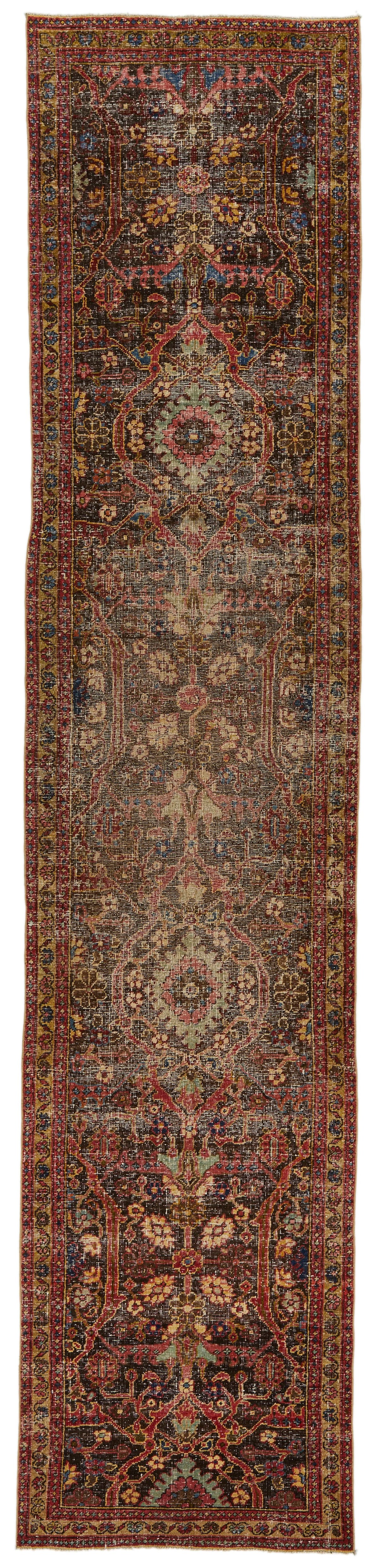 4x15 Burgundy and multicolor Persian Runner