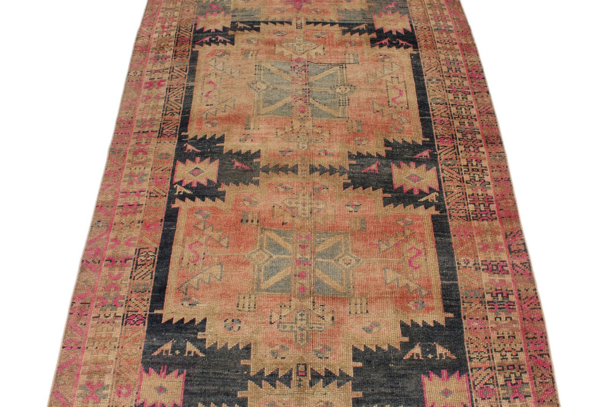 4x10 Mustard and Pink Turkish Traditional Runner