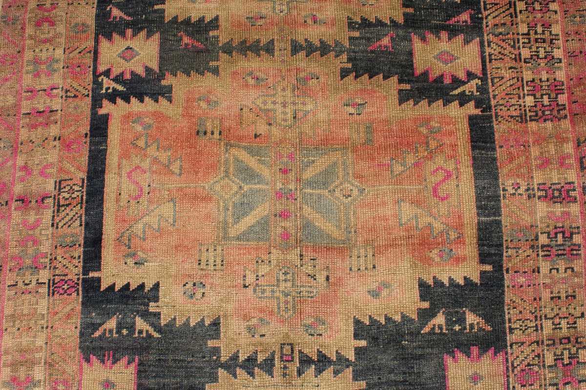 4x10 Mustard and Pink Turkish Traditional Runner