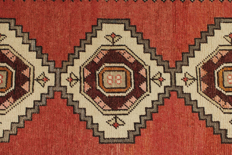 3x9 Red and Ivory Turkish Tribal Runner