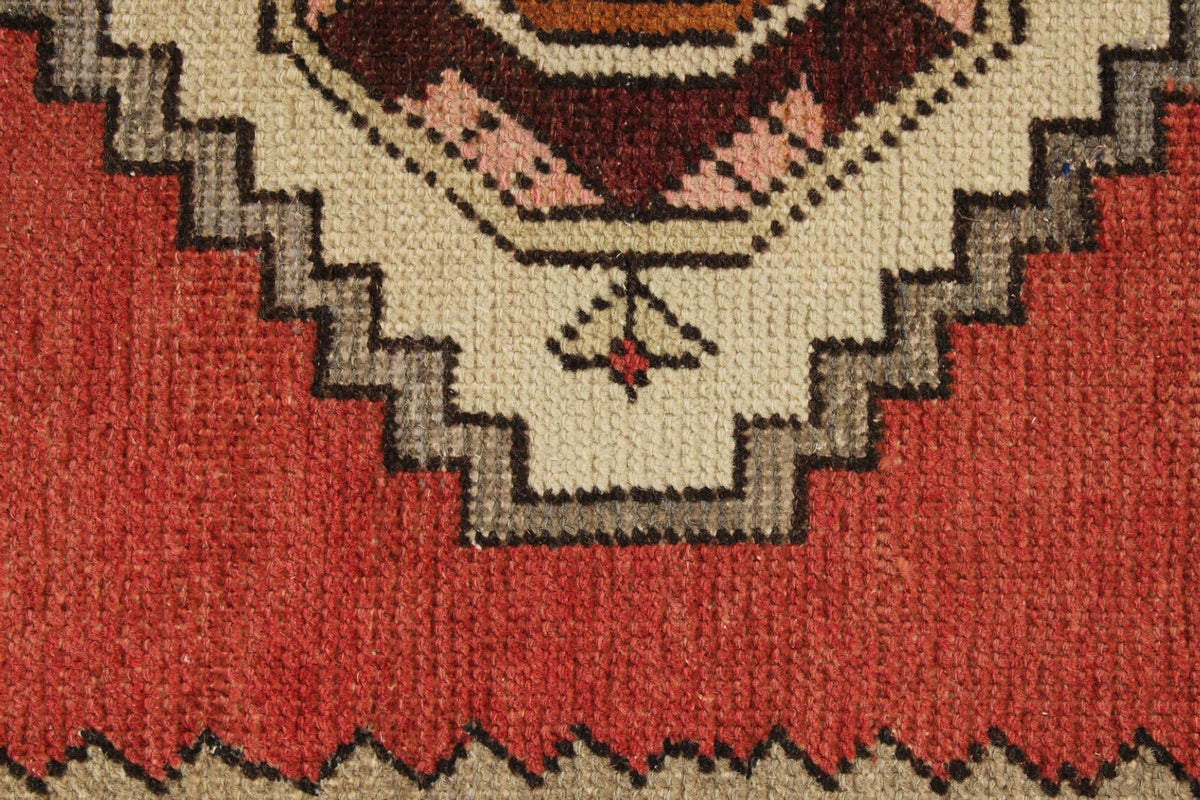 3x9 Red and Ivory Turkish Tribal Runner