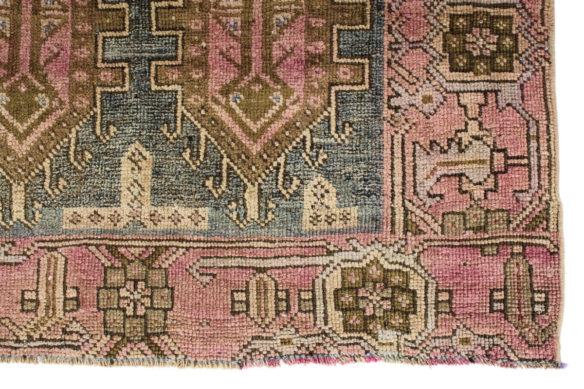 3x10 Blue and Pink Kazak Tribal Runner