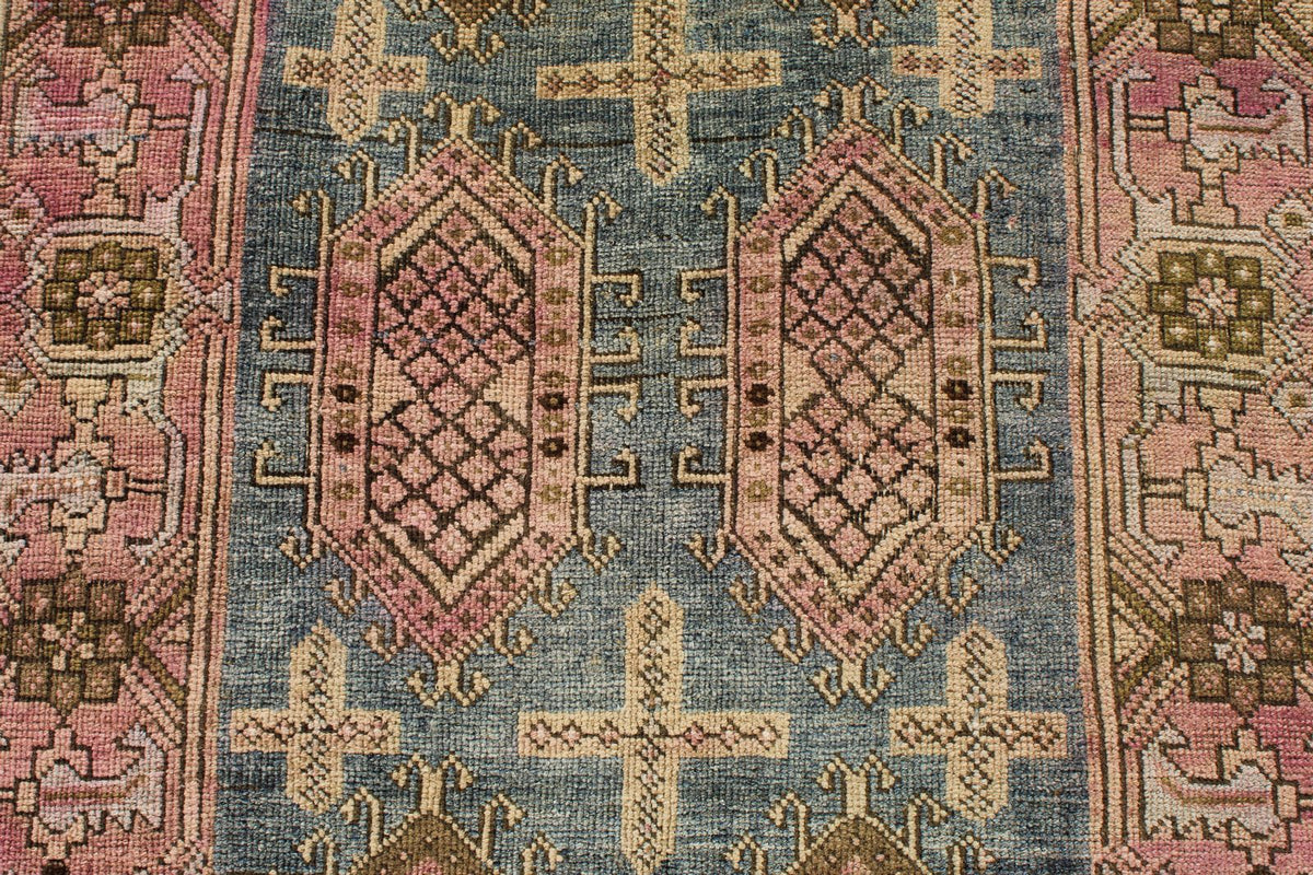 3x10 Blue and Pink Kazak Tribal Runner