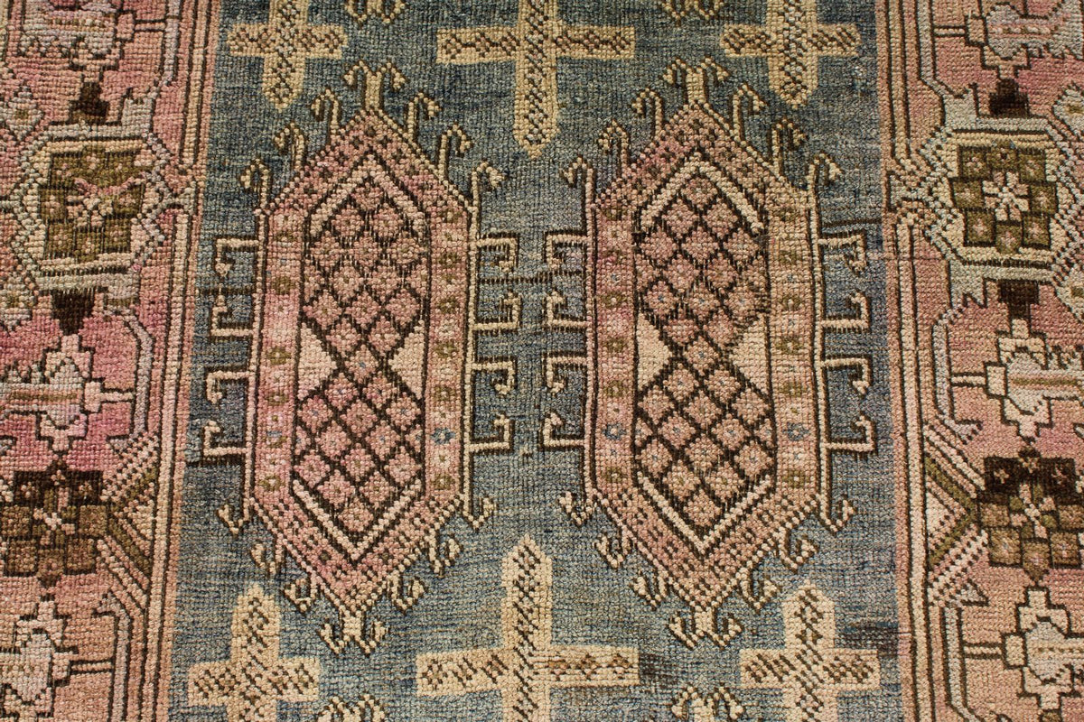 3x10 Blue and Pink Kazak Tribal Runner