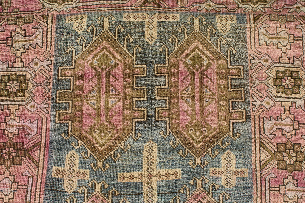 3x10 Blue and Pink Kazak Tribal Runner