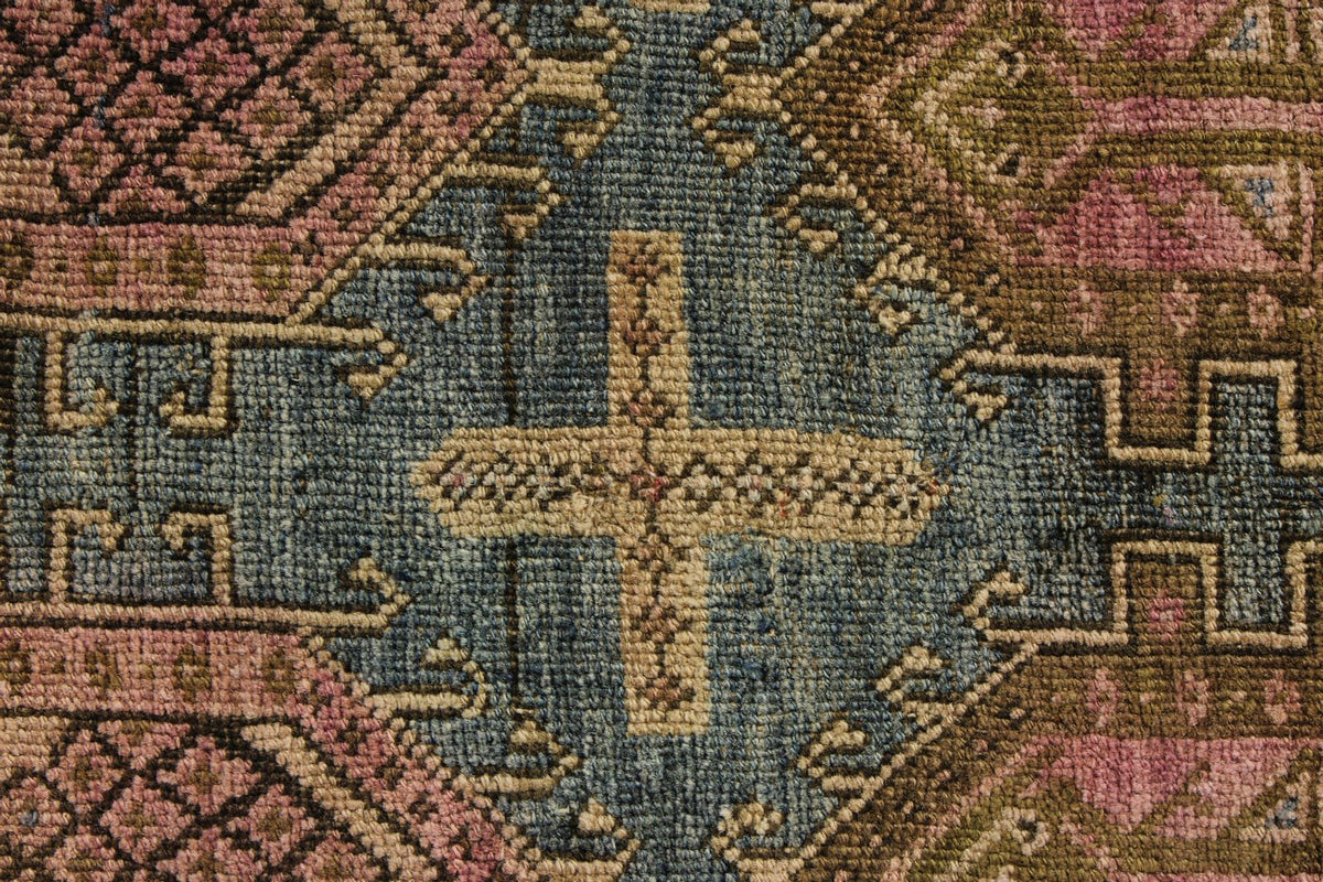 3x10 Blue and Pink Kazak Tribal Runner