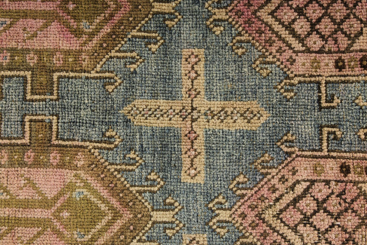 3x10 Blue and Pink Kazak Tribal Runner