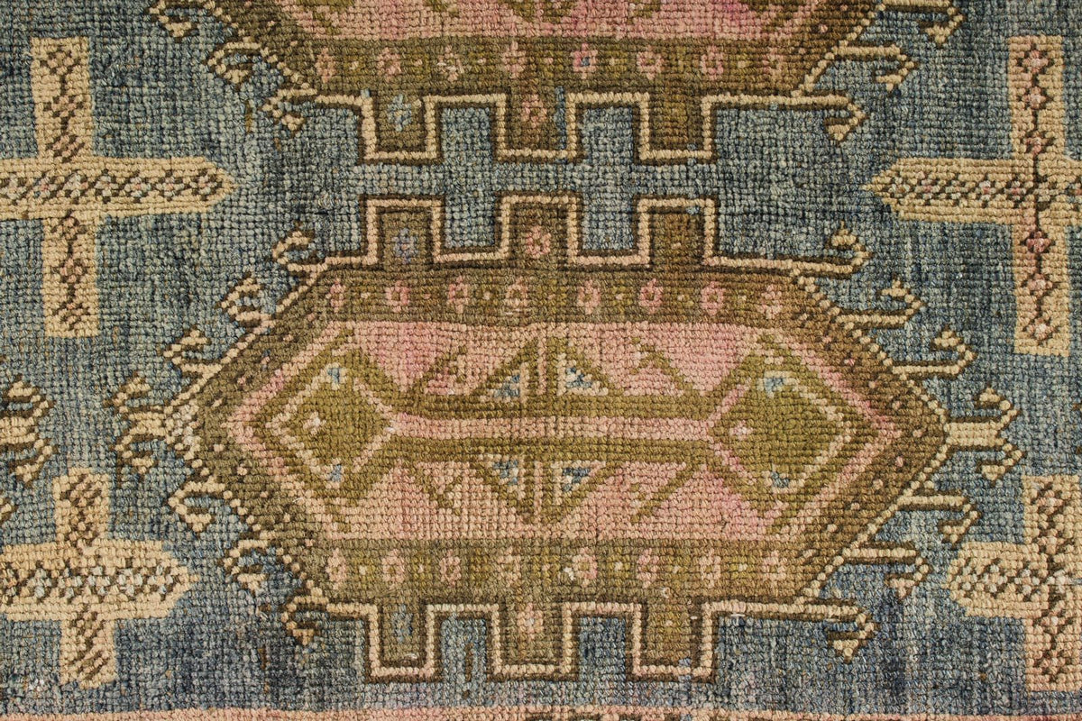 3x10 Blue and Pink Kazak Tribal Runner