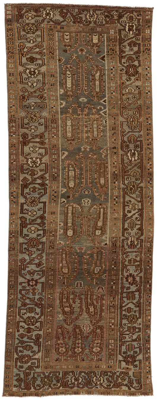 4x10 Brown and Multicolor Turkish Tribal Runner