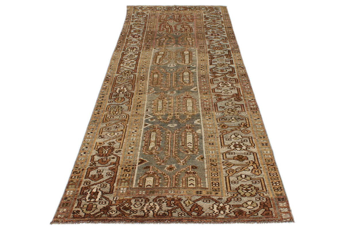 4x10 Brown and Multicolor Turkish Tribal Runner