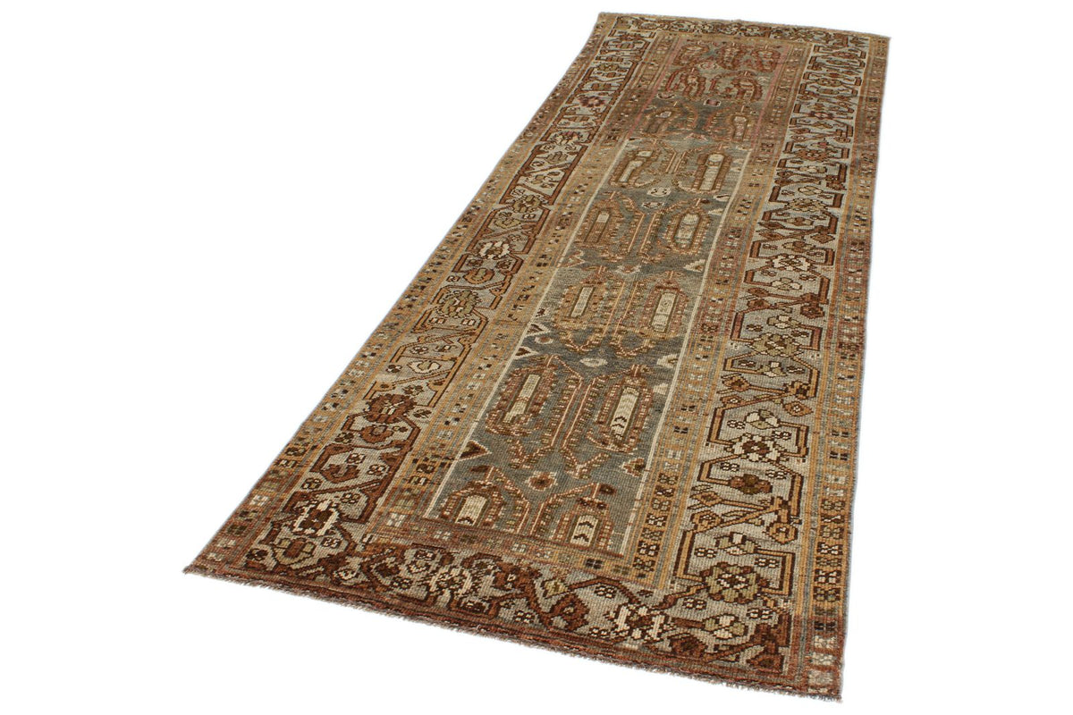 4x10 Brown and Multicolor Turkish Tribal Runner