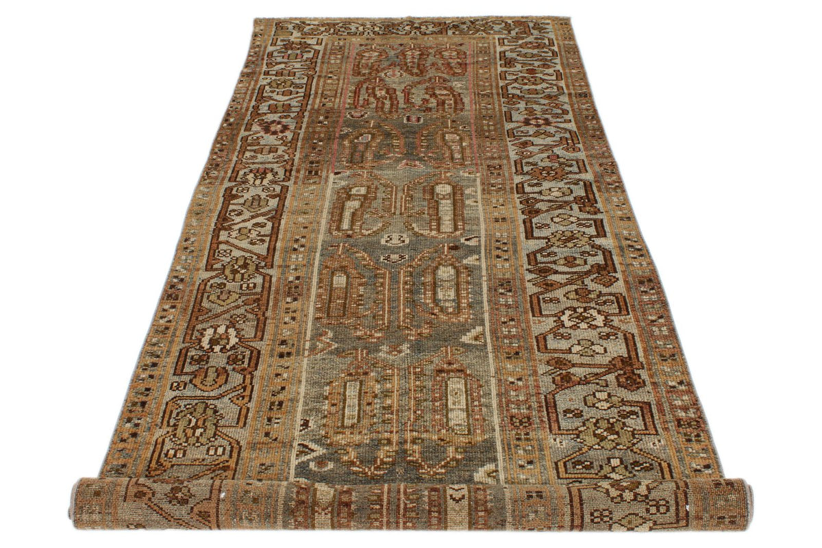 4x10 Brown and Multicolor Turkish Tribal Runner