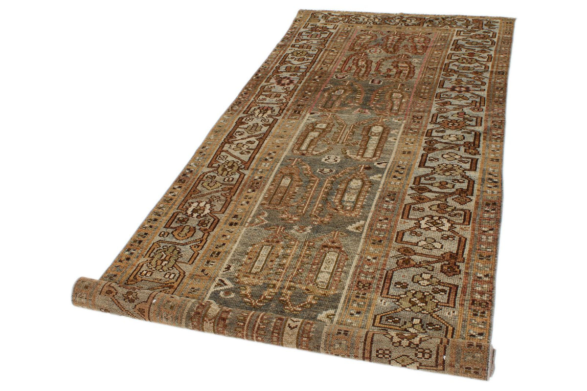 4x10 Brown and Multicolor Turkish Tribal Runner