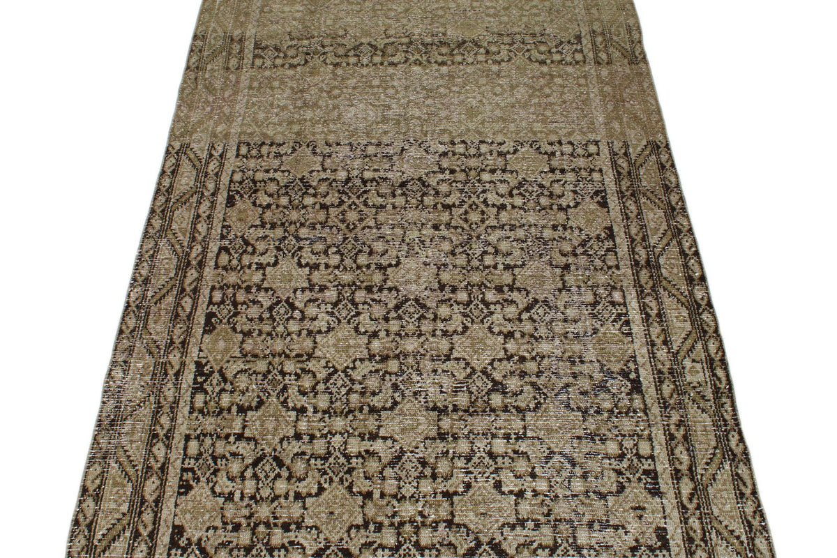 4x9 Light Brown and Brown Persian Tribal Runner