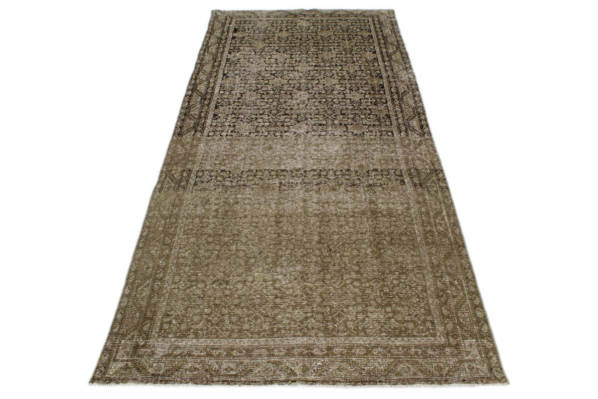 4x9 Light Brown and Brown Persian Tribal Runner