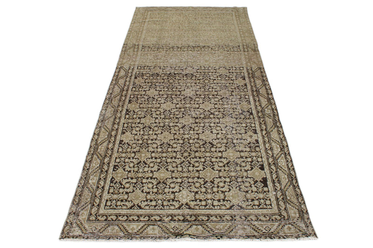 4x9 Light Brown and Brown Persian Tribal Runner