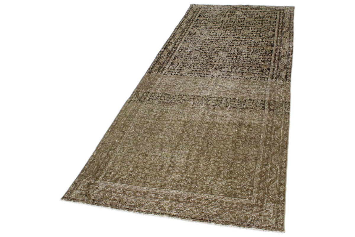4x9 Light Brown and Brown Persian Tribal Runner