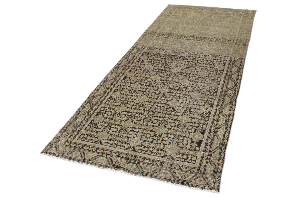 4x9 Light Brown and Brown Persian Tribal Runner