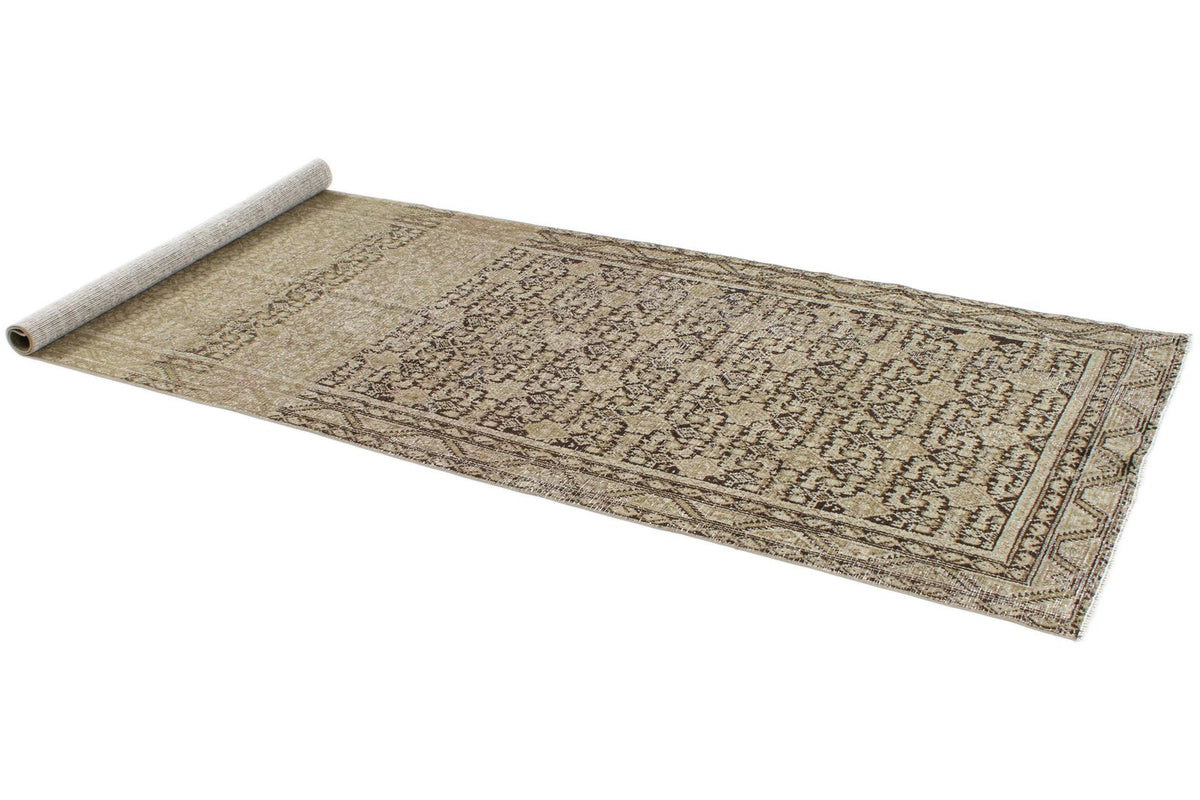 4x9 Light Brown and Brown Persian Tribal Runner