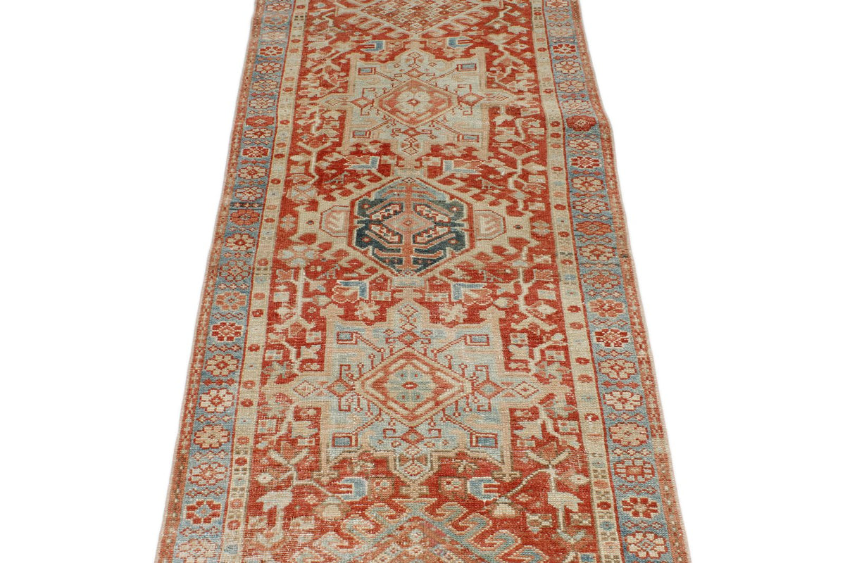 3x9 Lİght Red and Multicolor Turkish Tribal Runner