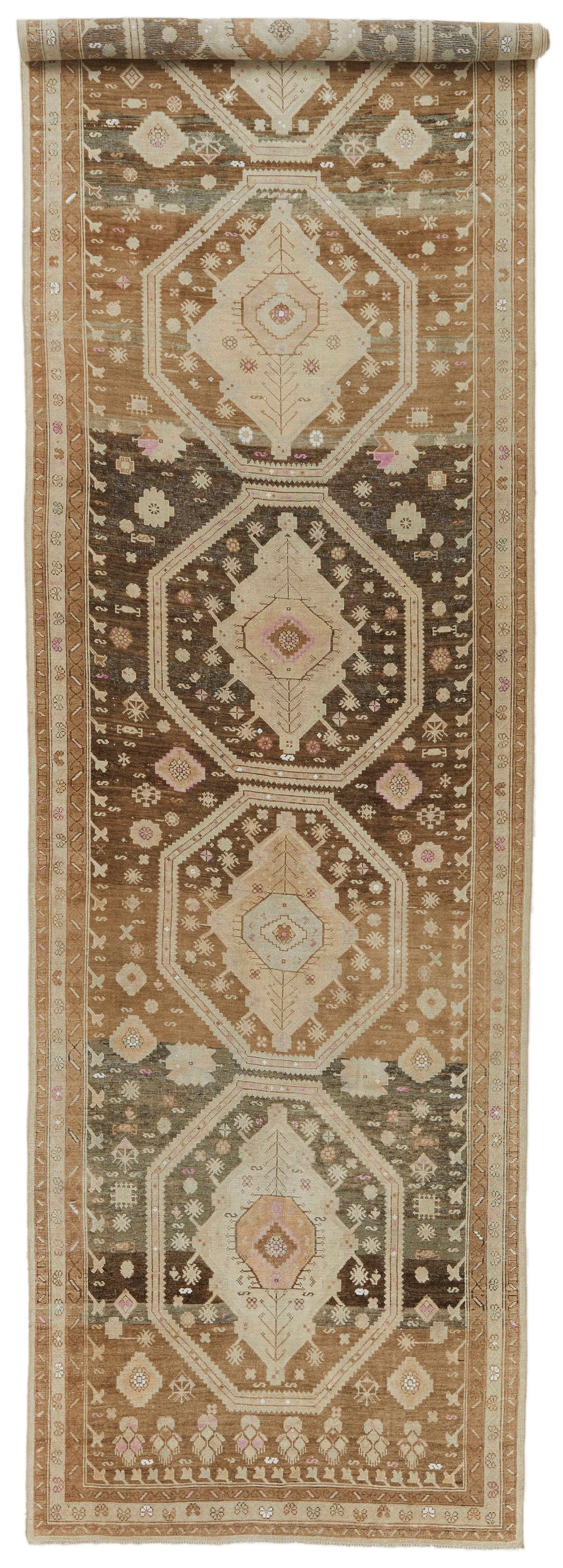 5x16 Brown and Beige Anatolian Tribal Runner
