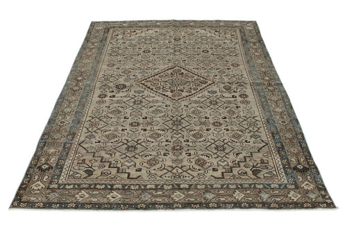 5x7 Light Gray and Gray Persian Tribal Rug