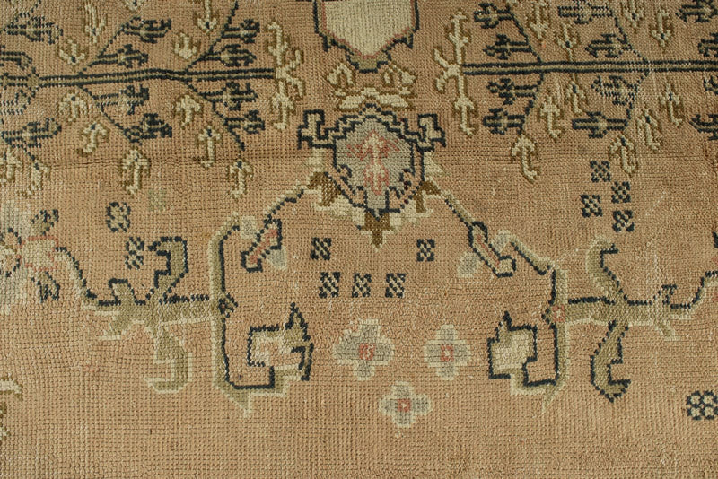 11x16 Light Brown and Beige Turkish Oushak Rug