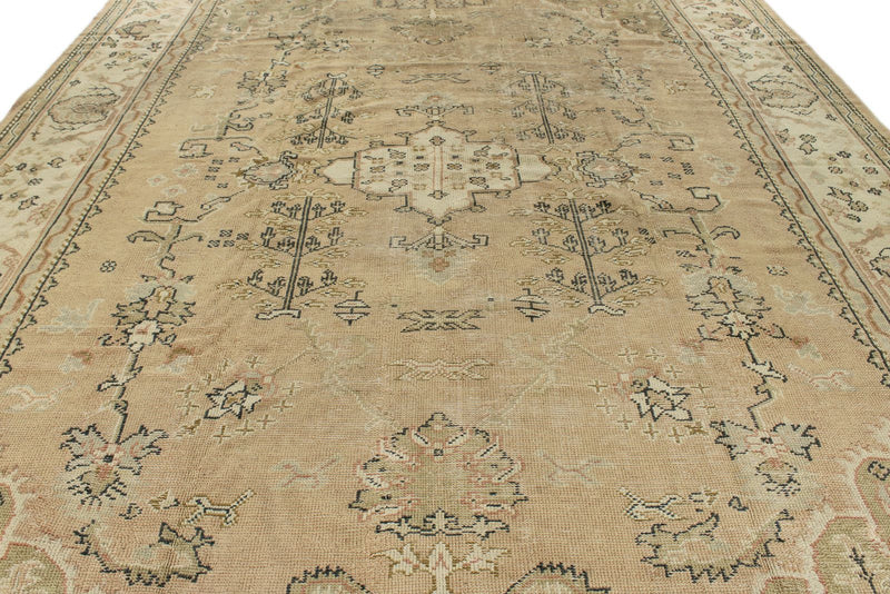 11x16 Light Brown and Beige Turkish Oushak Rug