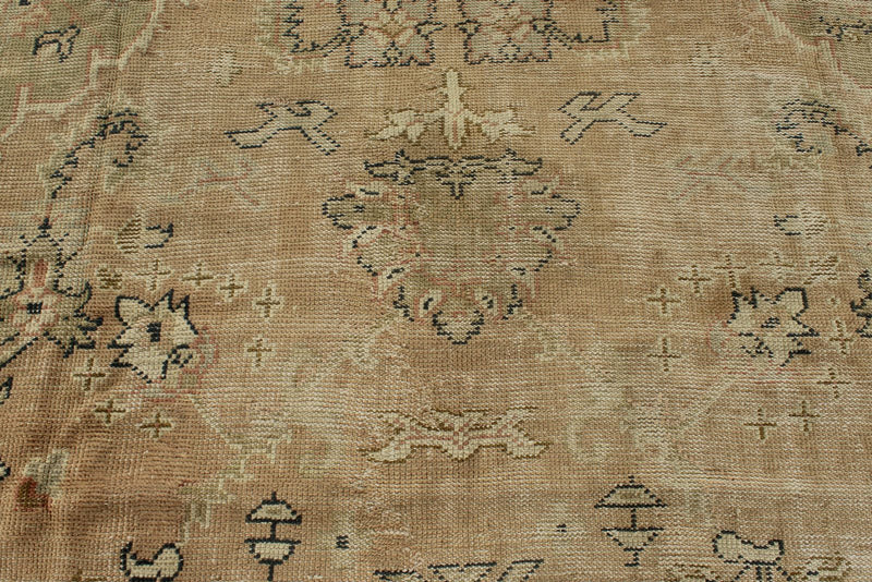 11x16 Light Brown and Beige Turkish Oushak Rug