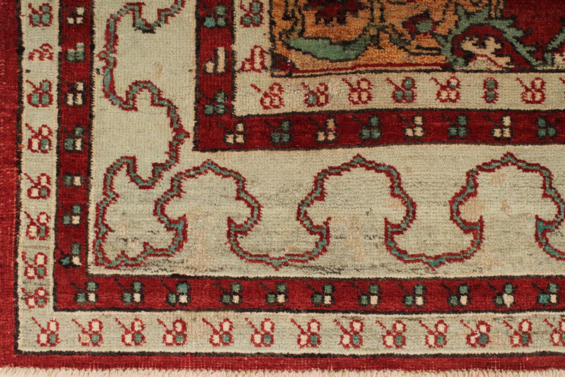 5x9 Red and Green Turkish Tribal Rug