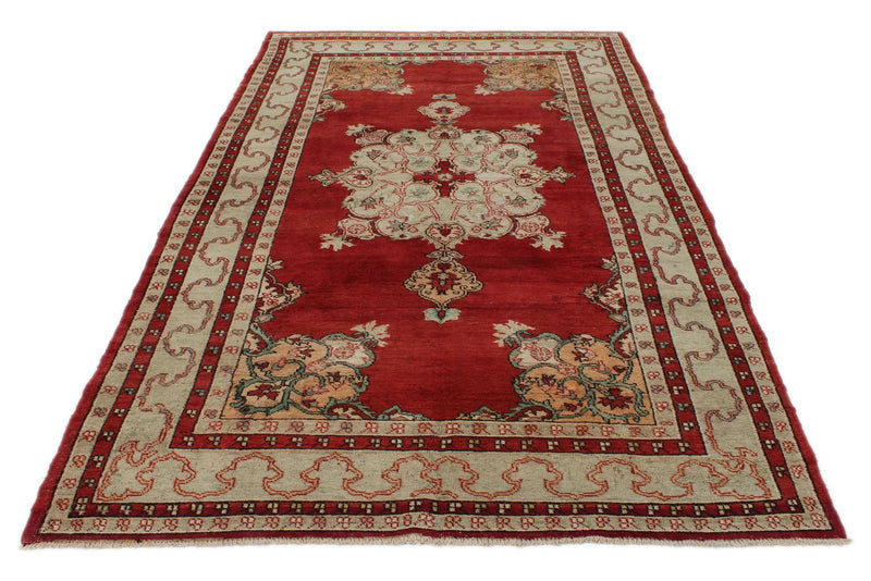 5x9 Red and Green Turkish Tribal Rug