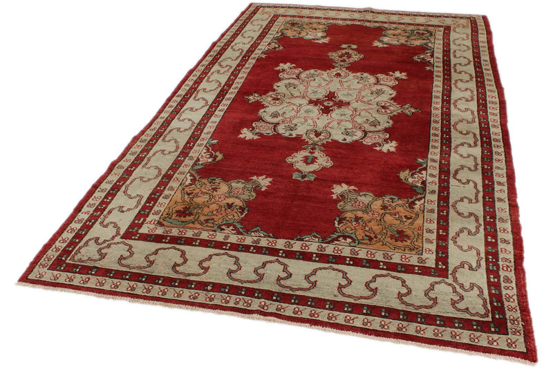 5x9 Red and Green Turkish Tribal Rug