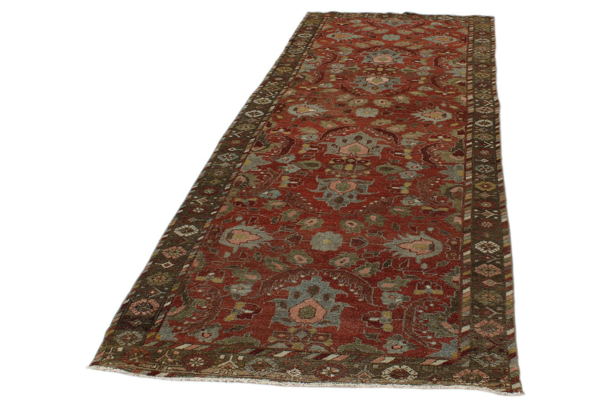 4x10 Rust and Brown Persian Tribal Runner