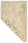 4x7 Ivory and Multicolor Turkish Oushak Rug