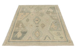 4x7 Ivory and Multicolor Turkish Oushak Rug