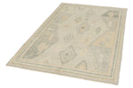 4x7 Ivory and Multicolor Turkish Oushak Rug