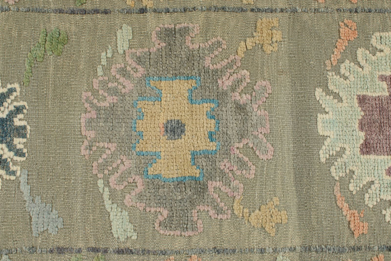 3x15 Gray and Multicolor Turkish Oushak Runner