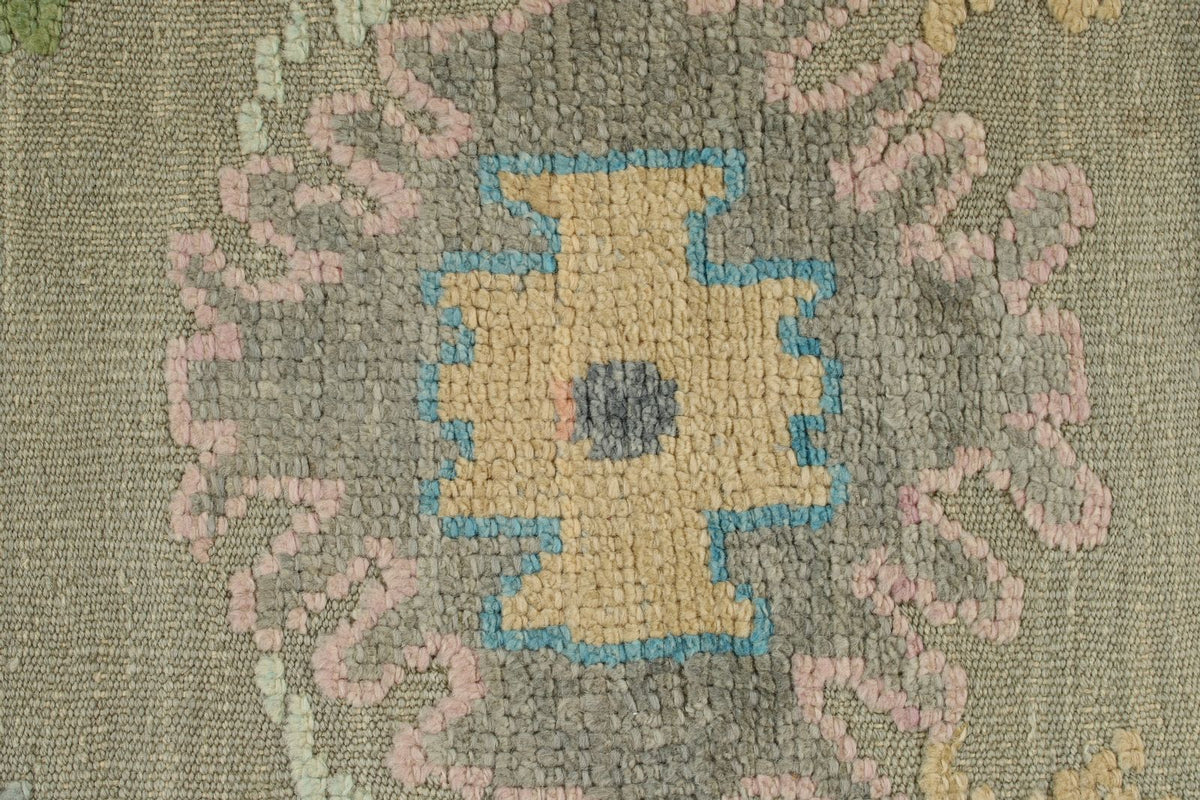 3x15 Gray and Multicolor Turkish Oushak Runner