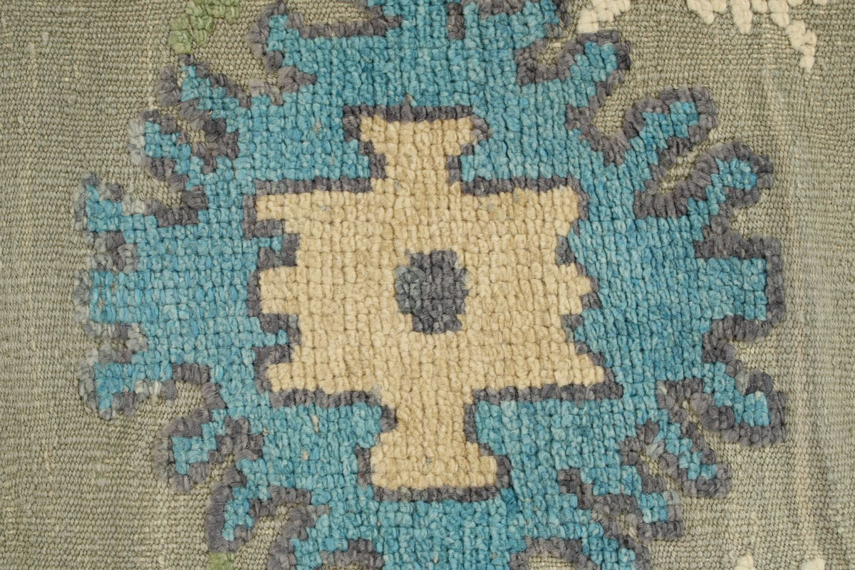 3x15 Gray and Multicolor Turkish Oushak Runner