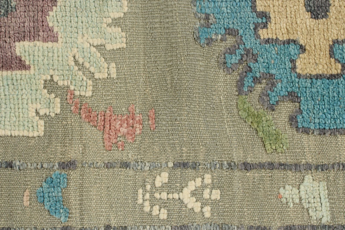 3x15 Gray and Multicolor Turkish Oushak Runner