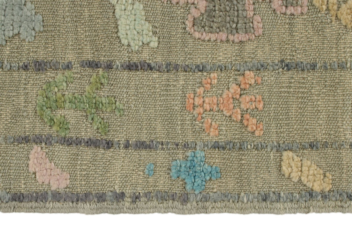 3x15 Gray and Multicolor Turkish Oushak Runner