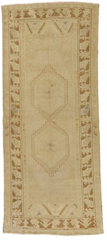 4x9 Ivory and Beige Turkish Tribal Rug