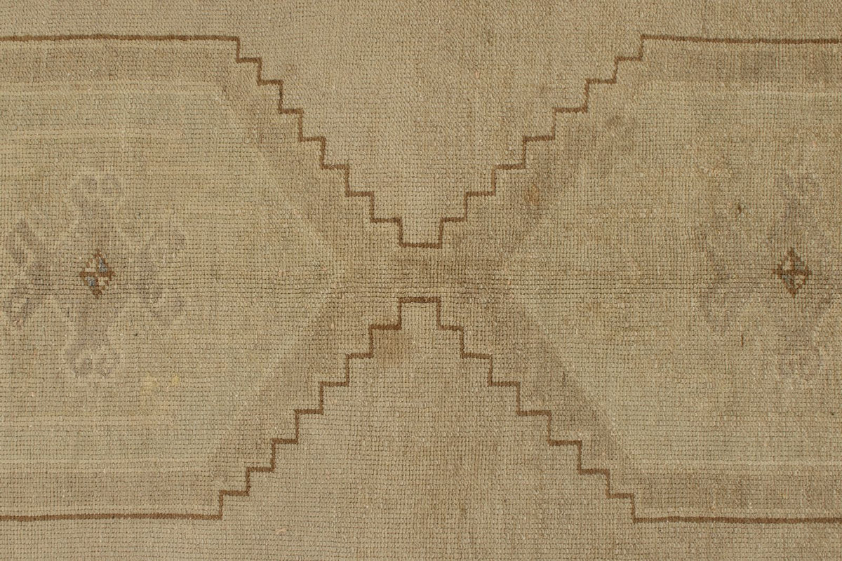 4x9 Ivory and Beige Turkish Tribal Rug