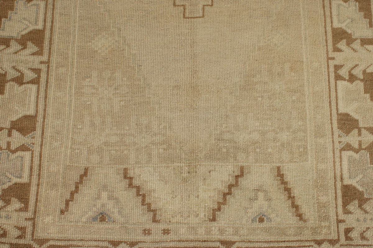 4x9 Ivory and Beige Turkish Tribal Rug
