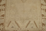 4x9 Ivory and Beige Turkish Tribal Rug
